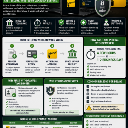 Interac Withdrawals at Betting Sites Canada – Fast Payouts, Safety & Processing Times