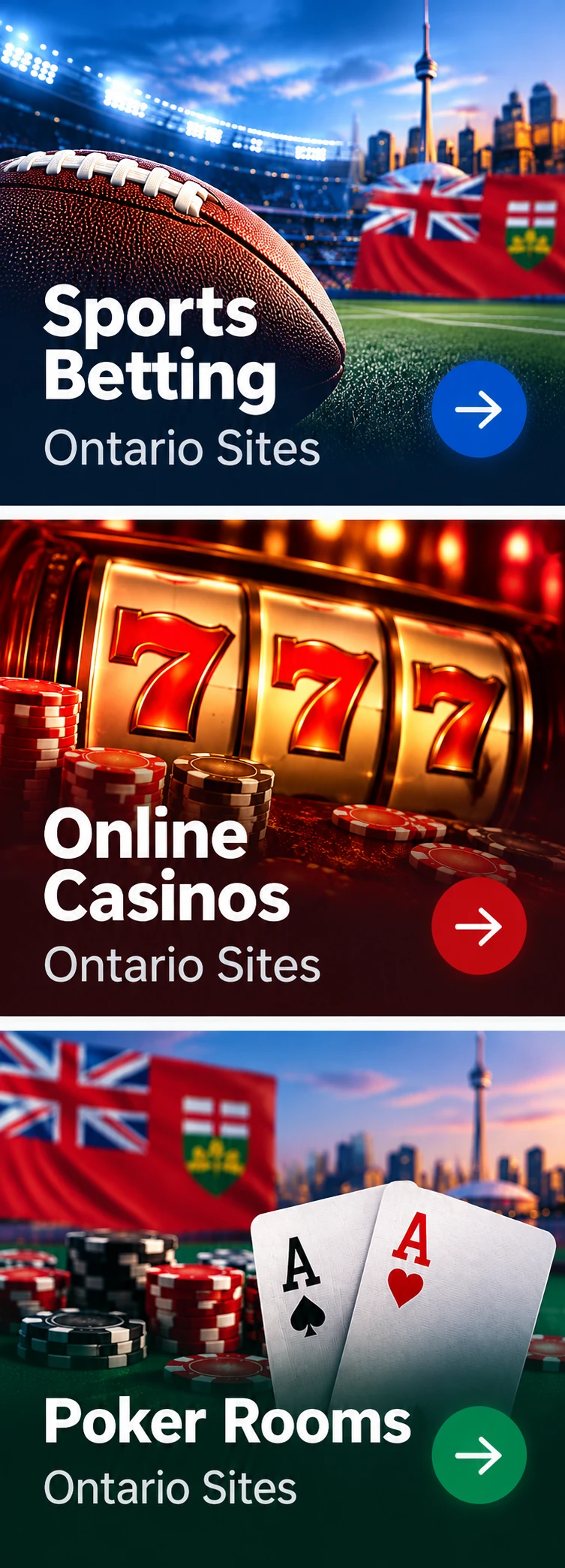 Ontario sports betting sites, online casinos and poker rooms